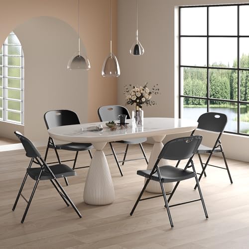 Heavy Duty Plastic Folding Chair with Steel Frame, White, 4 Pack N366408