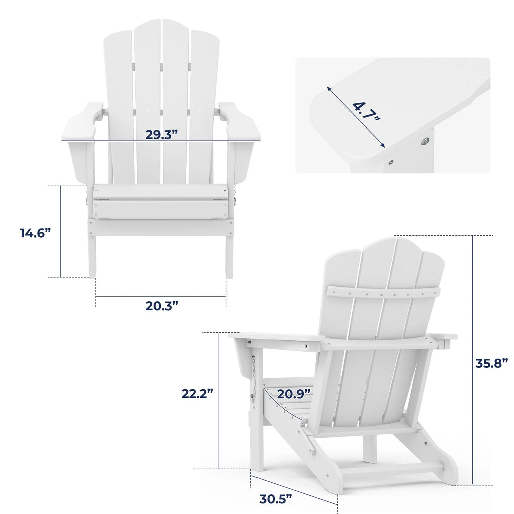 White HDPE Folding Adirondack Chair J3331
