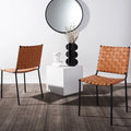 Woven Dining Chair Set of 2 Cognac Black B79872