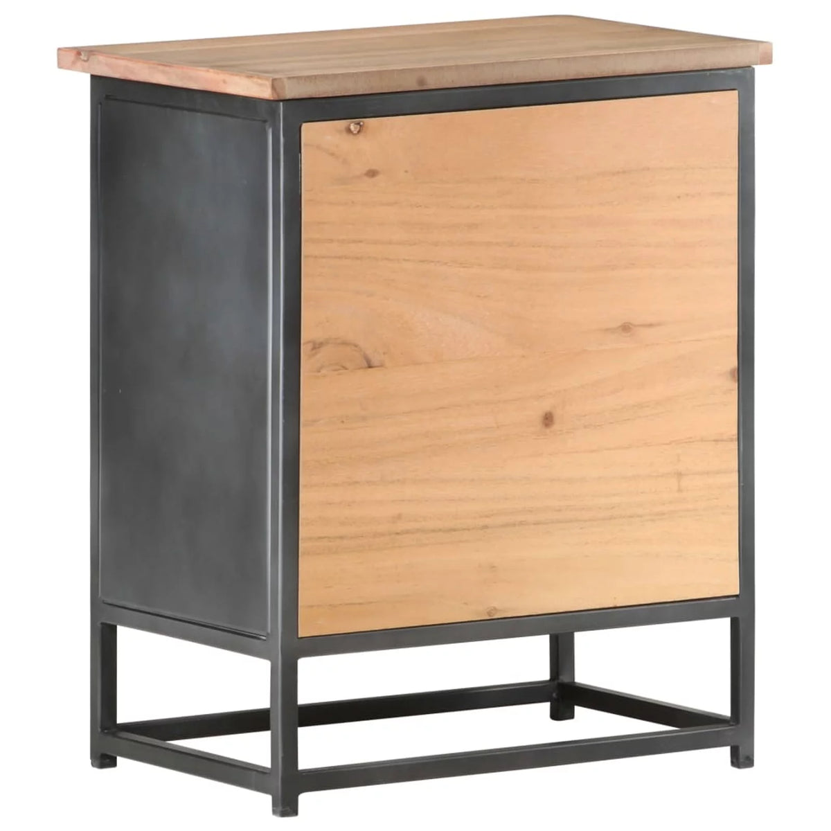 Gray Acacia Wood Bedside Cabinet with Glass Door P131