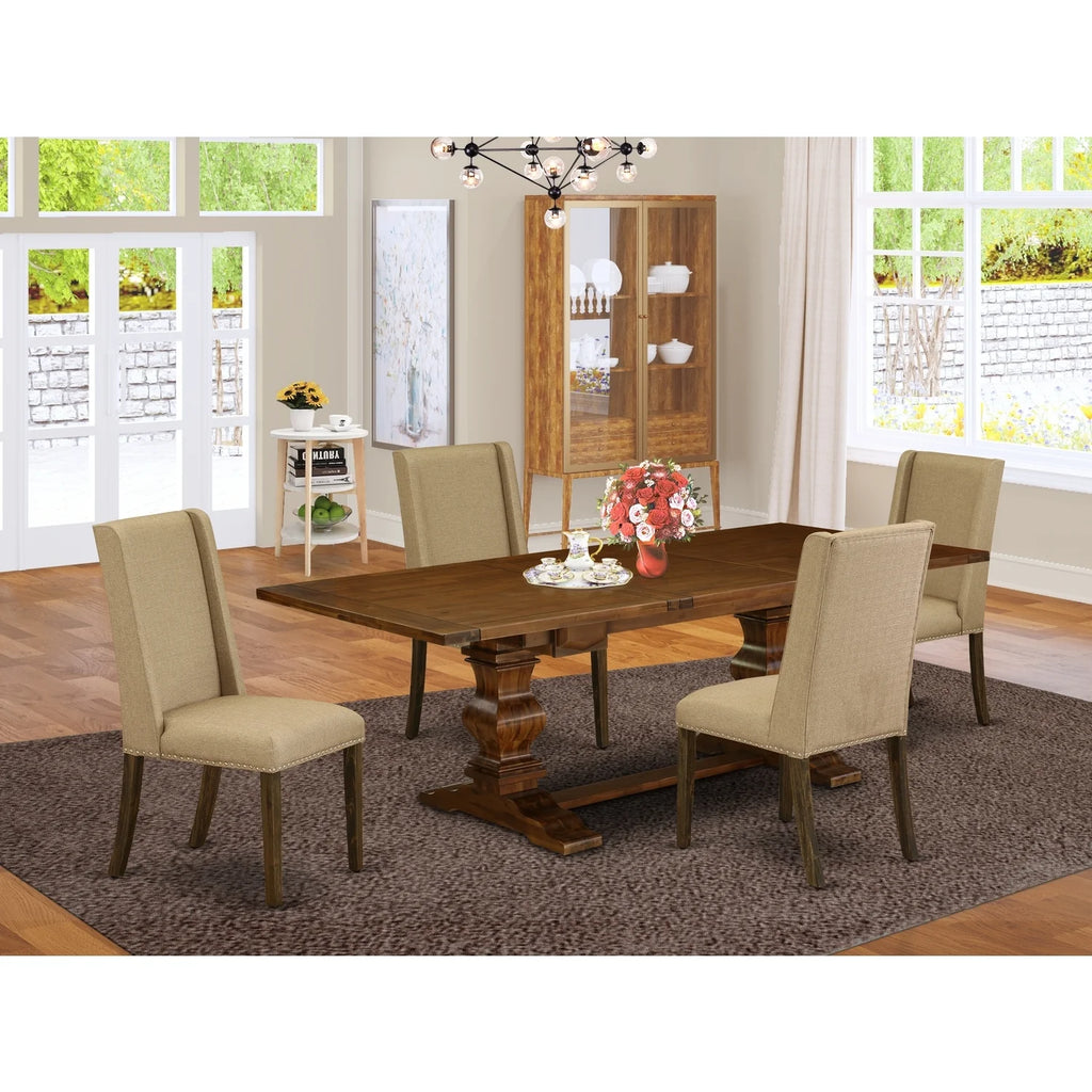 5-Pc Wood Dining Table Set with Chairs U682951