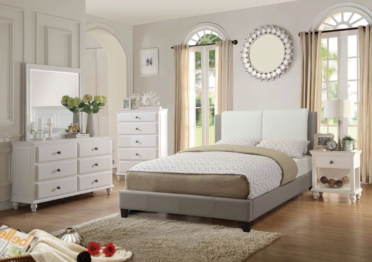 White and Grey Eastern King Size Bed 4pc Set X364511