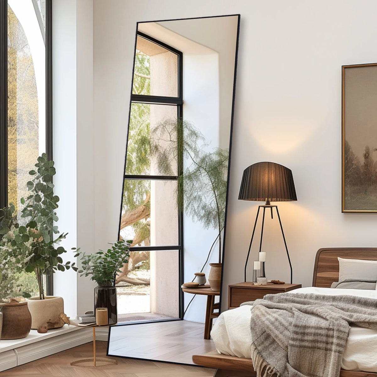 64"x21" Black Full Length Standing Mirror J175870