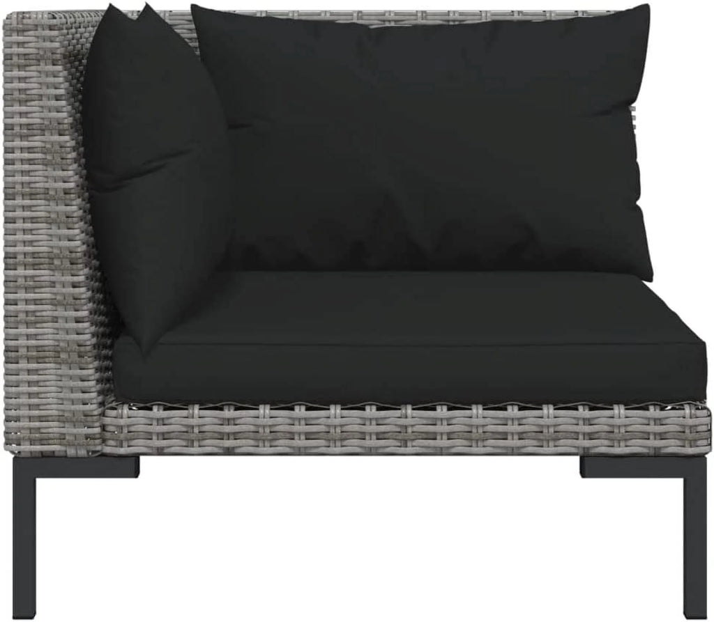 14 Piece Patio Lounge Set with Cushions Poly Rattan Dark Gray B932