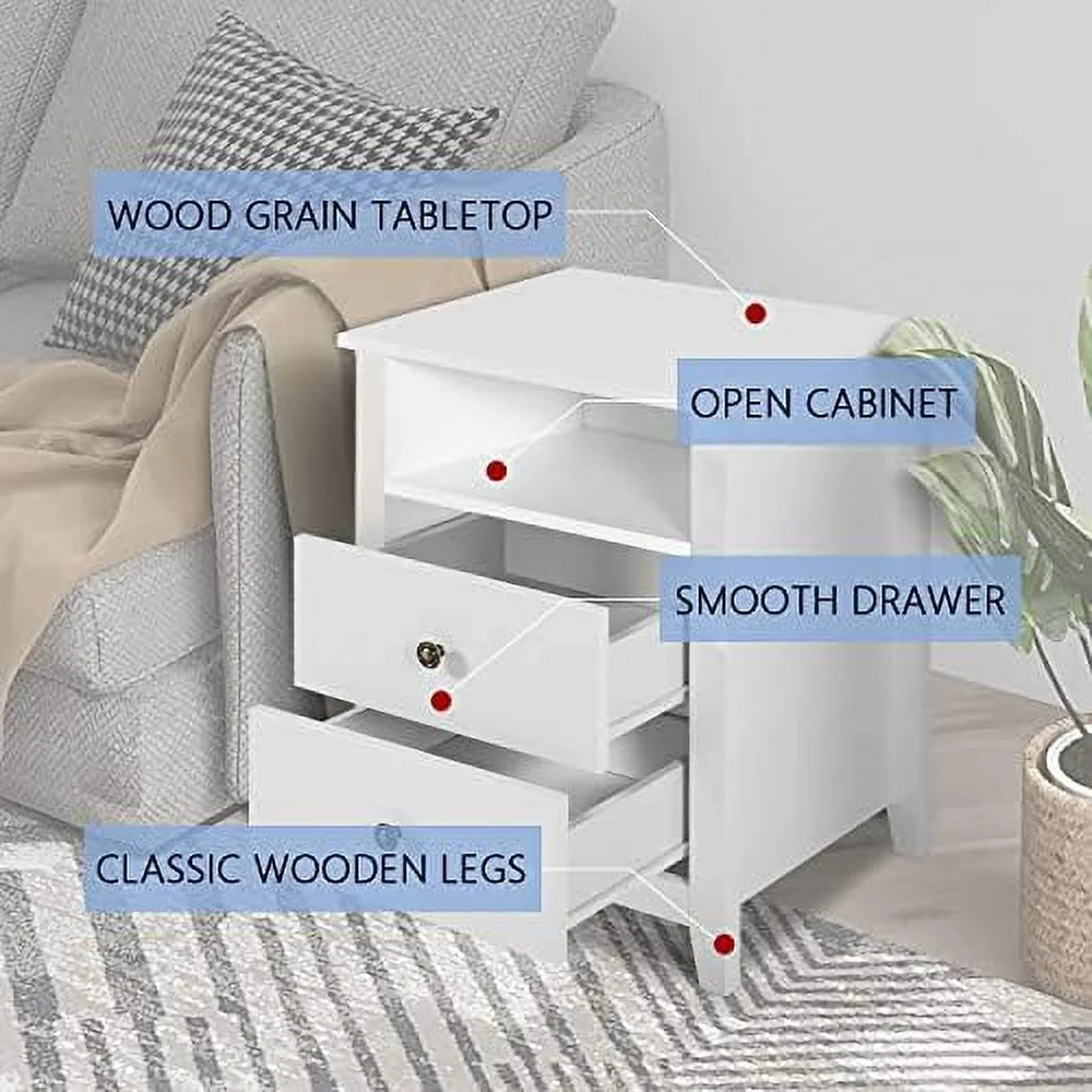 Black Wood Nightstand Set with Drawers A388060