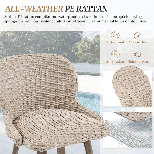 Apricot PE Rattan Swivel Bar Stools Set of 4 P61408