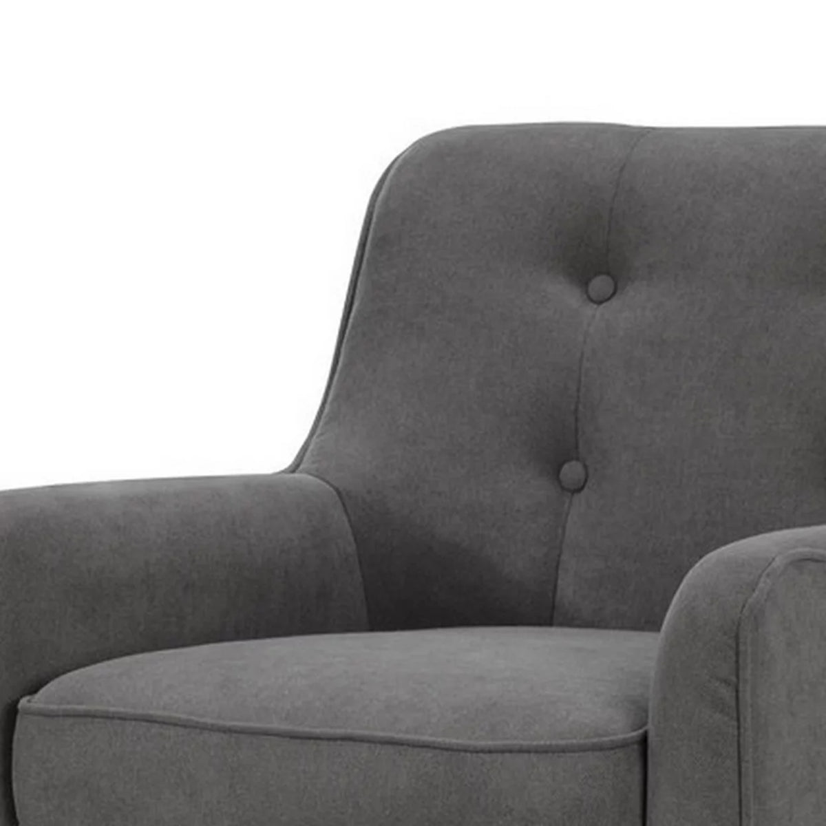Gray Fabric Button Tufted Accent Chair with Wood Legs E300297