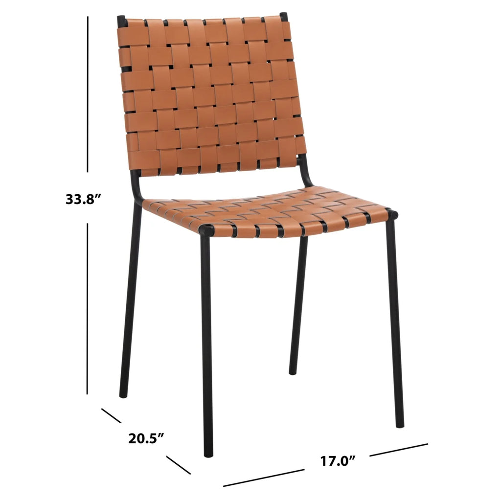 Woven Dining Chair Set of 2 Cognac Black B79872