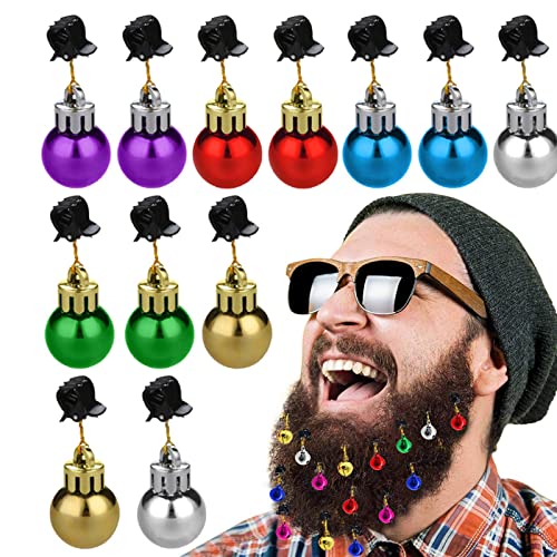 12PCS Christmas Bulb Beads Beard Ornament with Clip Z13012