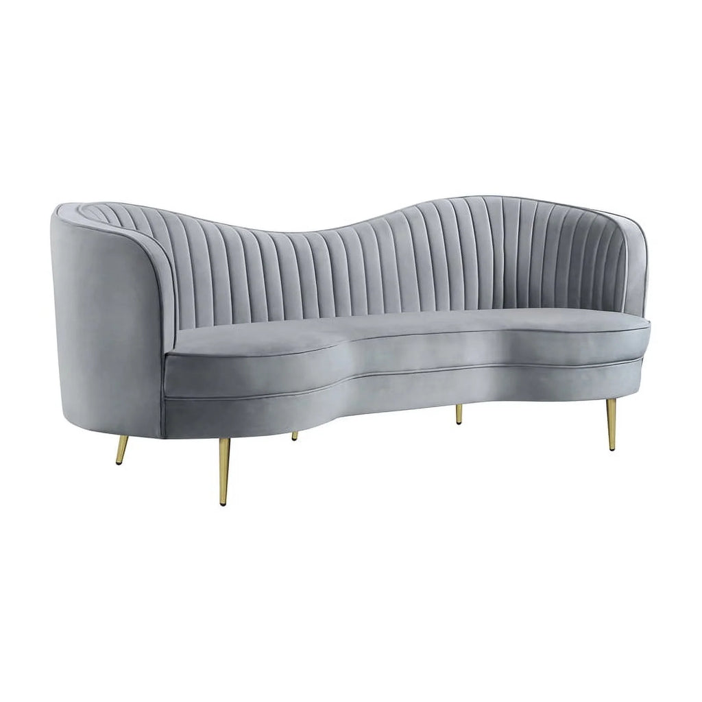 2-piece Upholstered Living Room Set Grey and Gold F4705