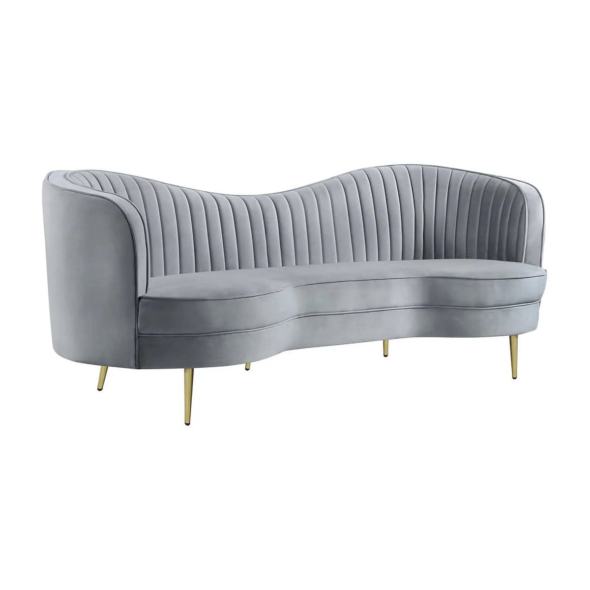 2-piece Upholstered Living Room Set Grey and Gold F4705