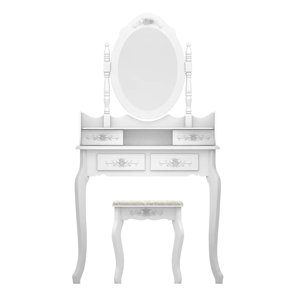 White 4 Drawer Vanity Table with Removable Mirror N571797