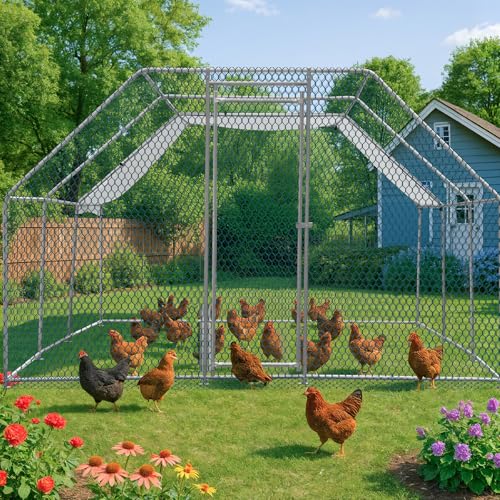 6.5 x 10 FT Metal Chicken Coop with Waterproof Cover N344
