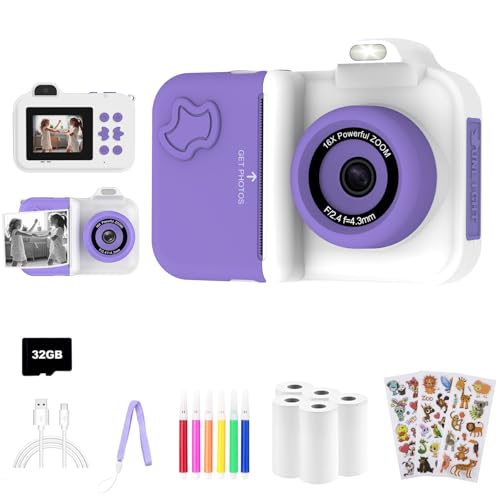 Instant Print Kids Camera 1080P HD Dual-Lens with 32G Card X8630