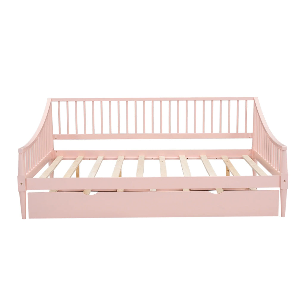 Pink Full Size Wood Daybed with Twin Trundle K97225