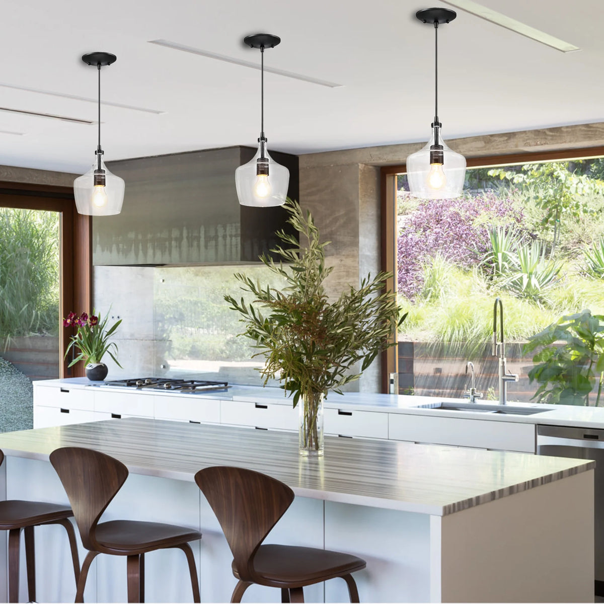 3-Pack Bronze Pendant Lighting with Glass Shade G763583