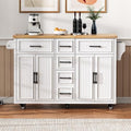 56.5" Rolling Kitchen Island with Drop Leaf, Power Outlet, 4 Doors, 5 Drawers, Black I233