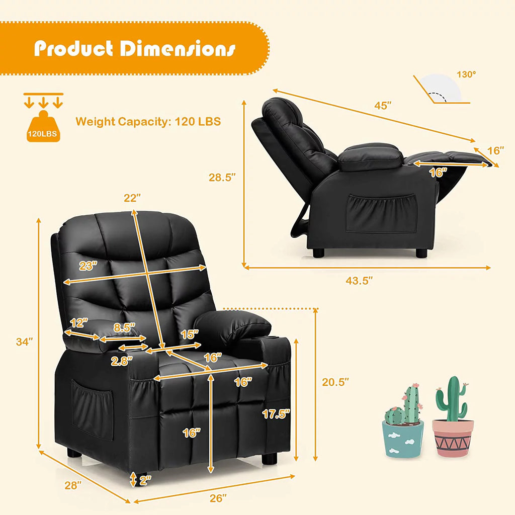 Kids Recliner Chair with Cup Holder F7342