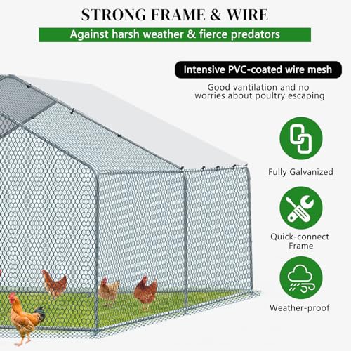 13×10 FT Metal Chicken Coop with Waterproof Cover X846077