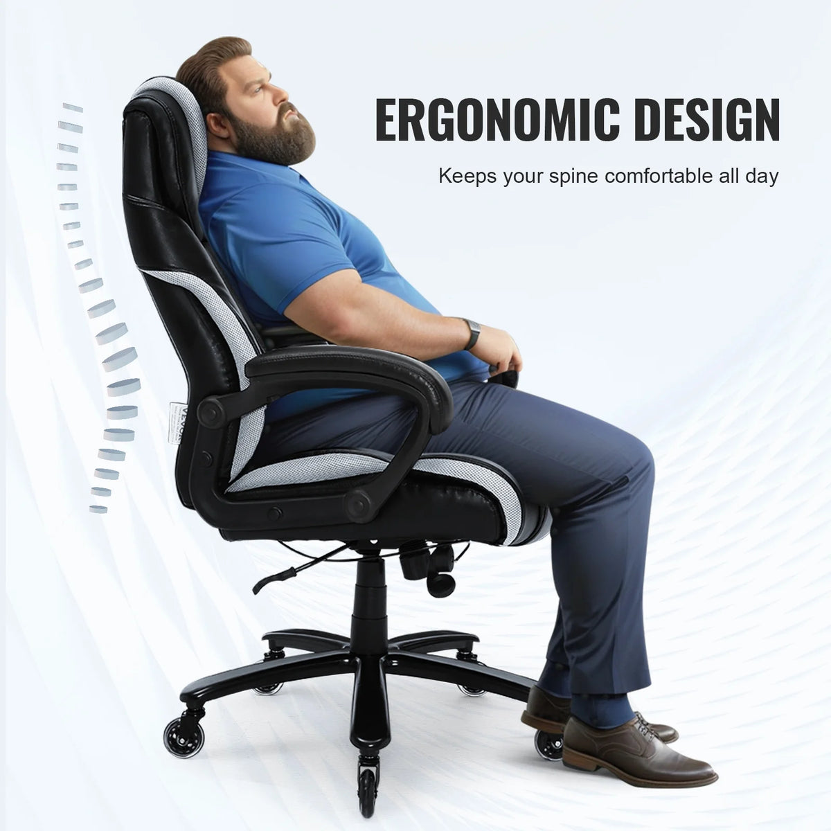High Back 400 lbs Leather Executive Office Chair with Lumbar Support D126