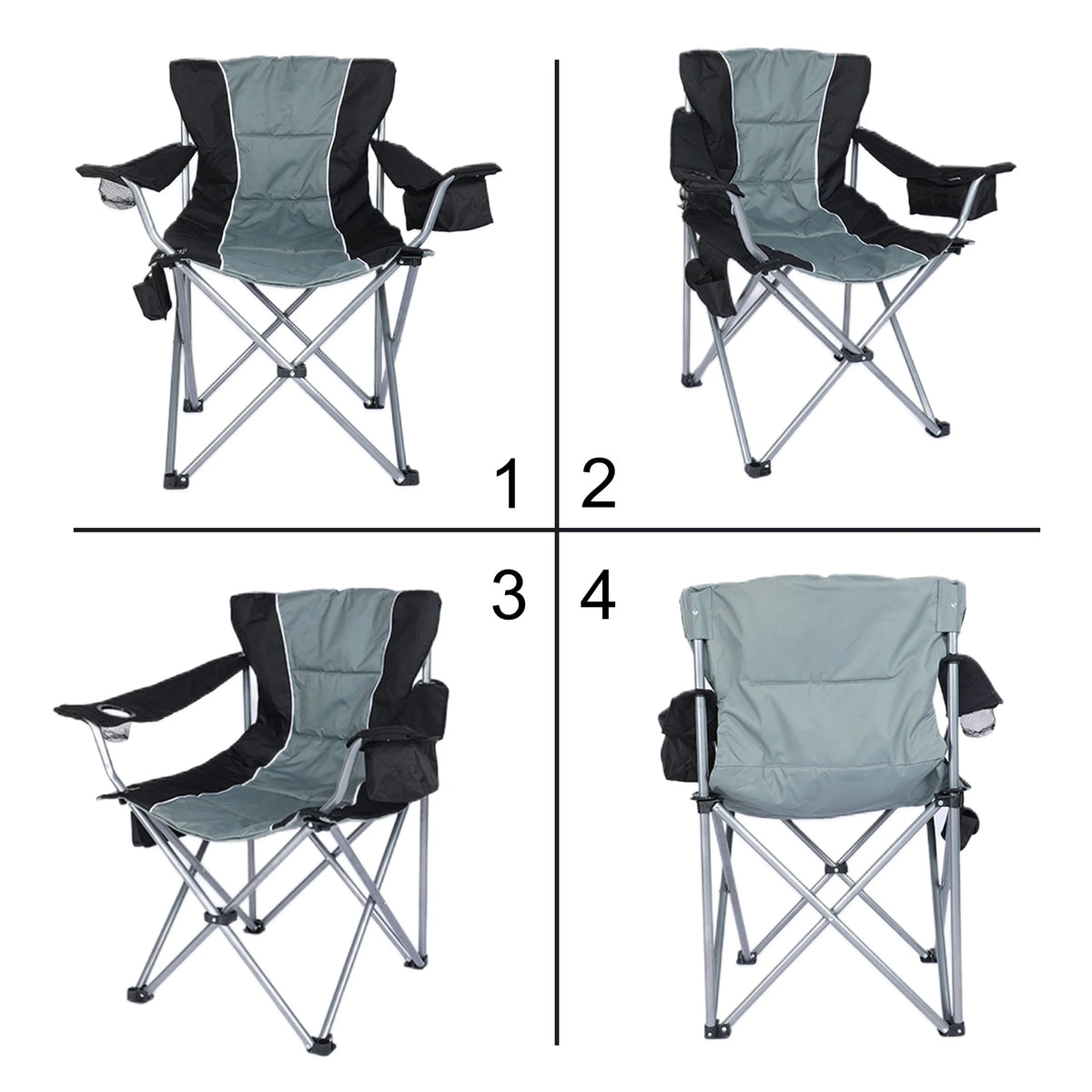 Oversized Folding Camping Chair with Cup Holder and Cooler Bag G60596