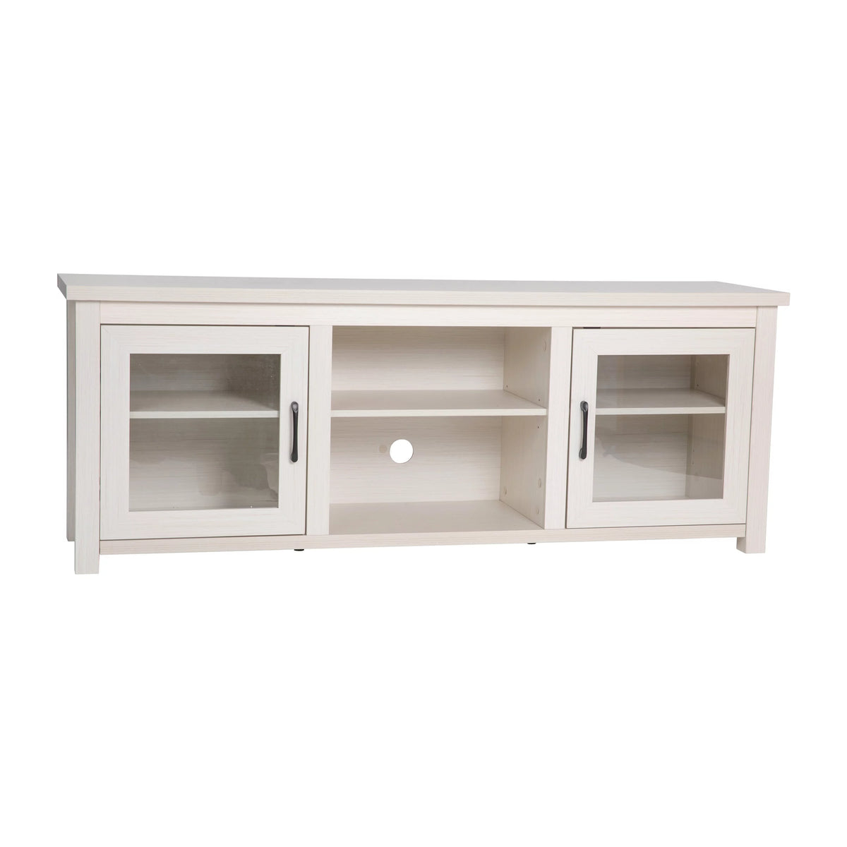 White Wash TV Stand with Glass Doors and Adjustable Shelves L393546