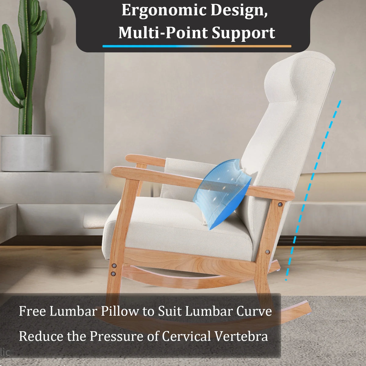 Upholstered Rocking Chair with Ottoman and Pillow J35898