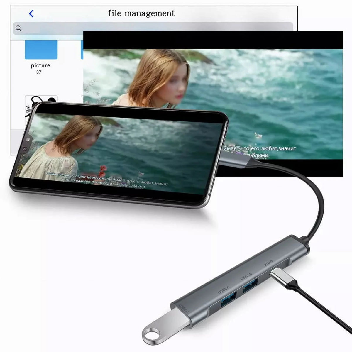 4-in-1 USB-C Adapter USB Hub V34702