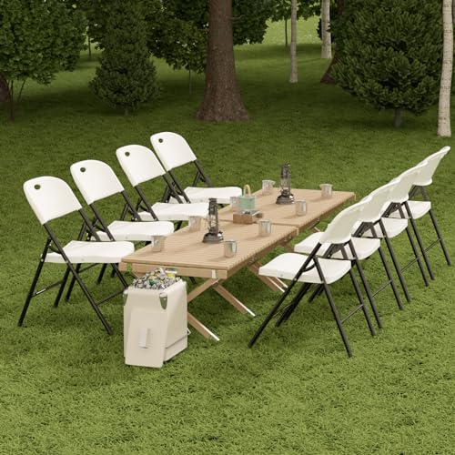 Heavy Duty Plastic Folding Chair with Steel Frame, White, 4 Pack N366408