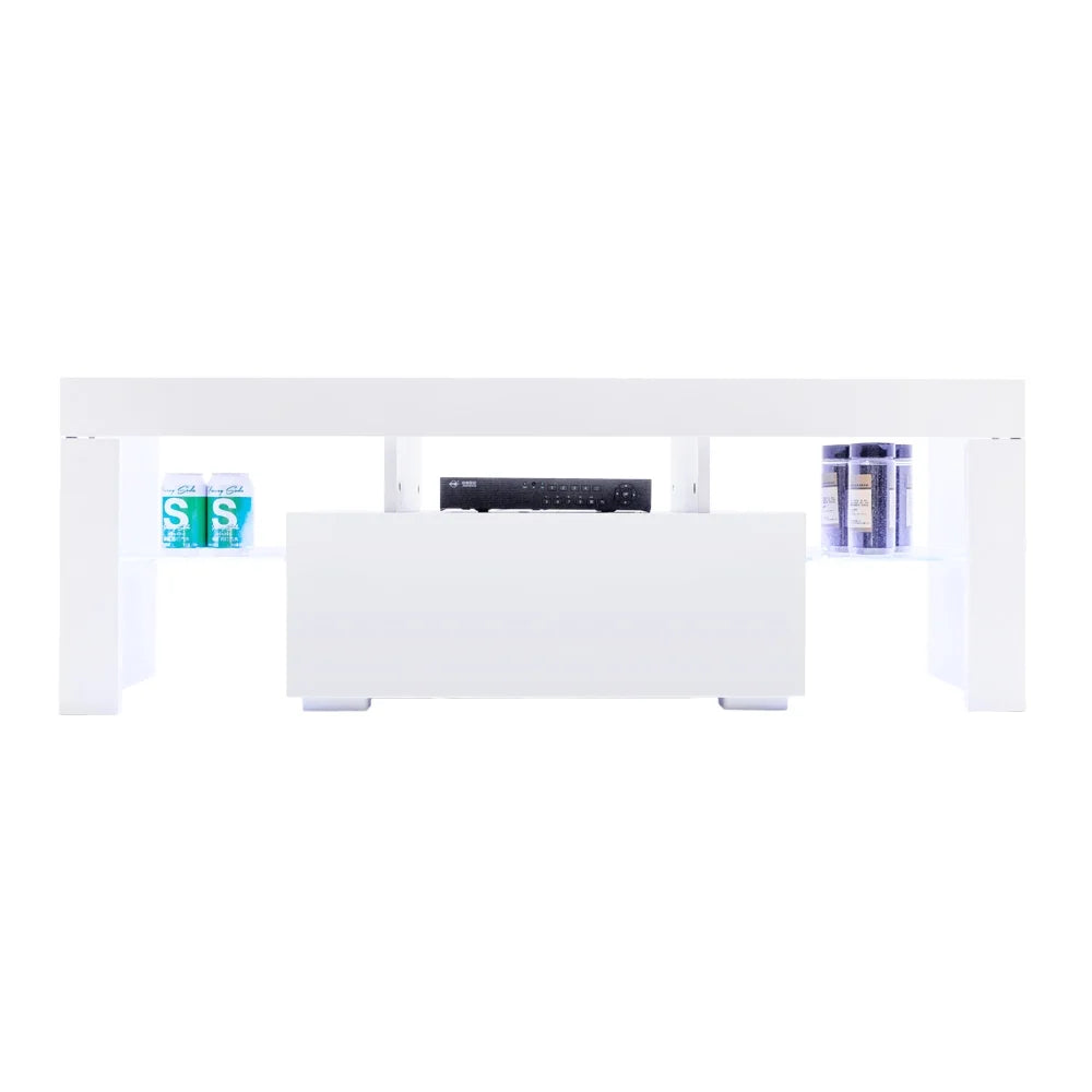 White High Gloss LED TV Stand with 2 Drawers W325