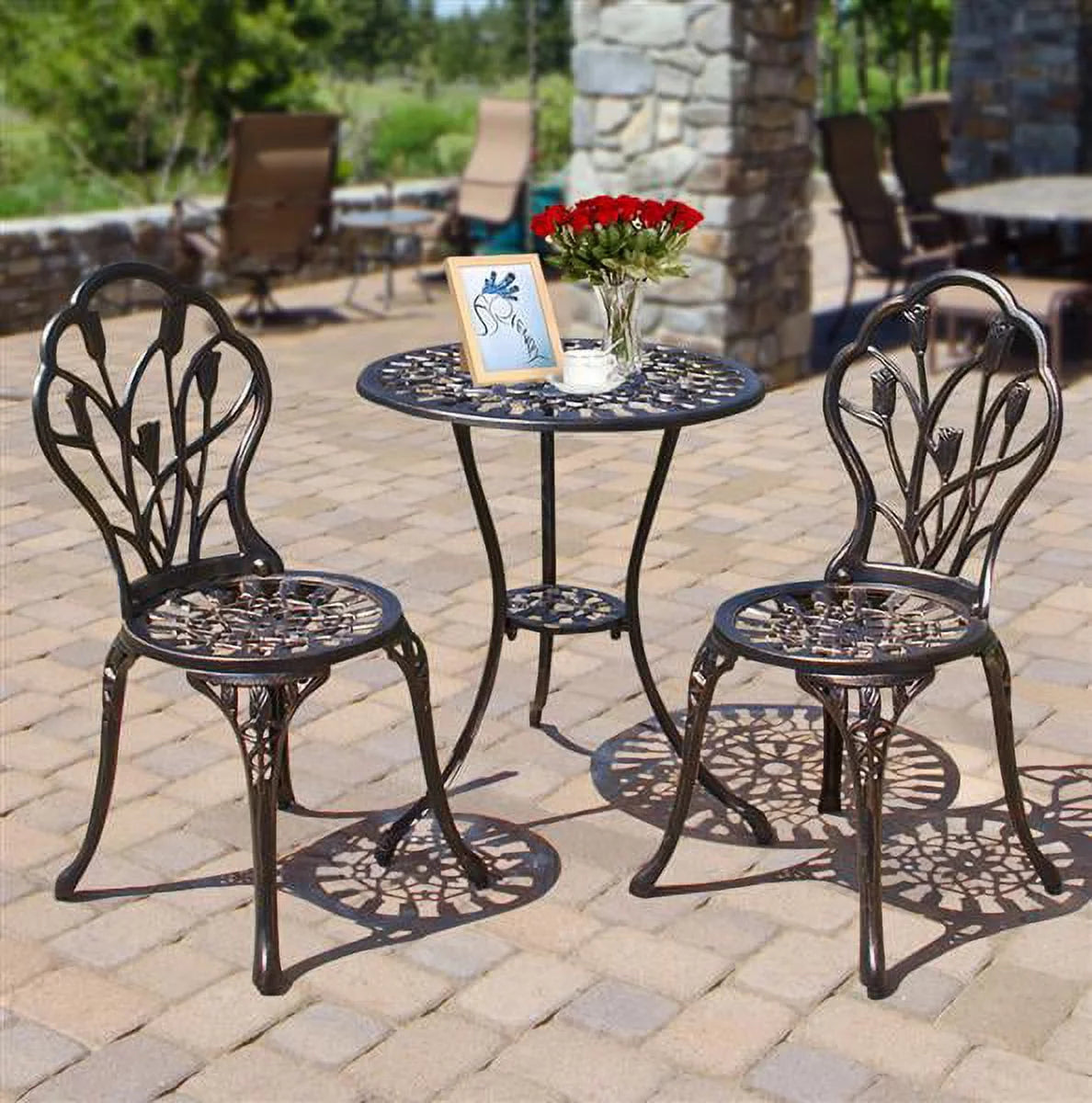 Aluminum 3-Piece Bistro Set with Table & Chairs F6648