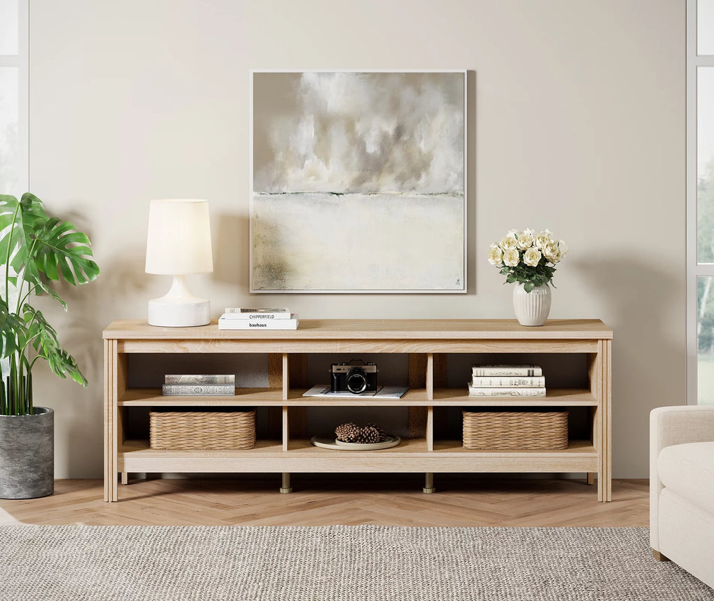Oak Wood TV Stand for 75 Inch W94039