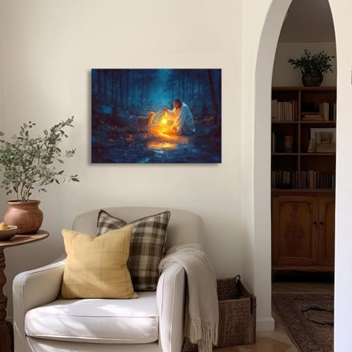 Jesus and Lamb Canvas Wall Art X9783