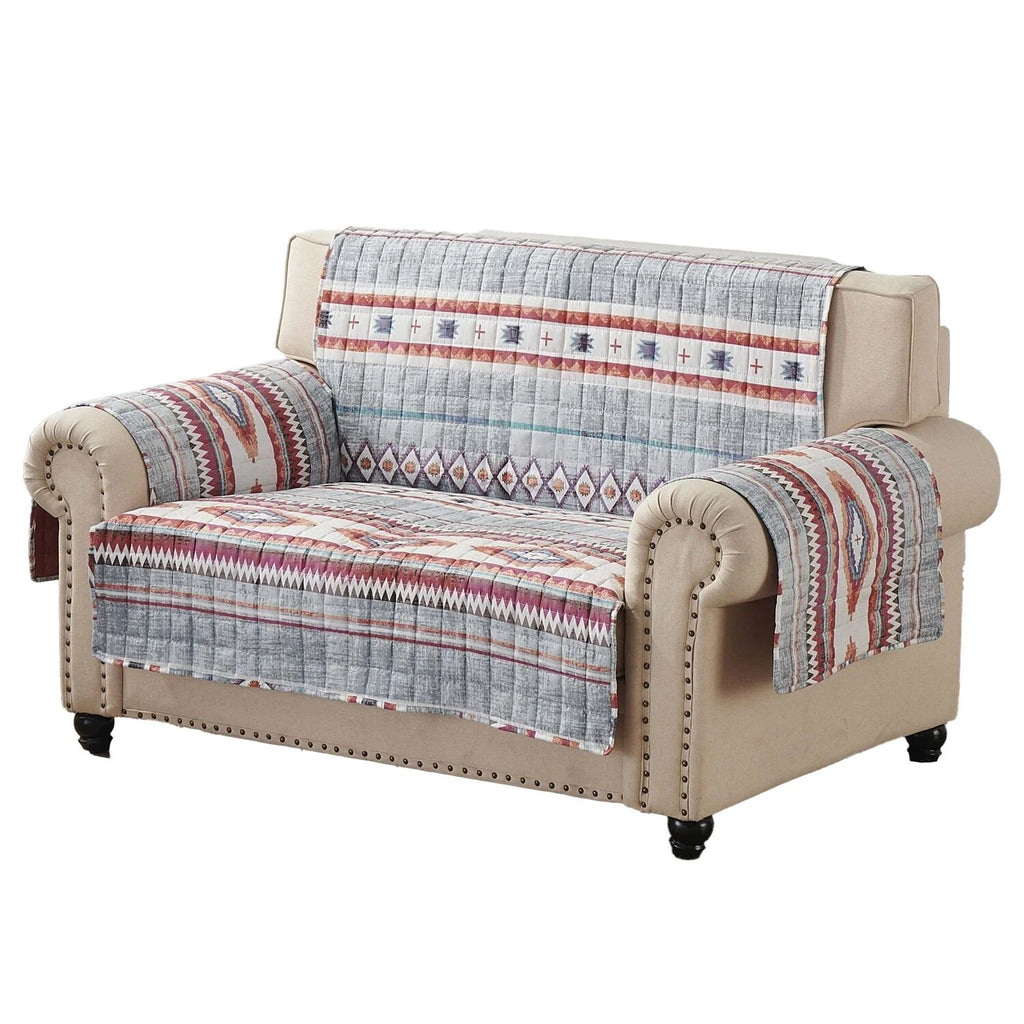 Stone Gray Polyester Loveseat Cover 4 Piece H7693