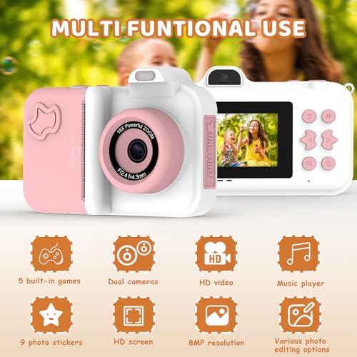 Instant Print Kids Camera 1080P HD Dual-Lens with 32G Card X8630