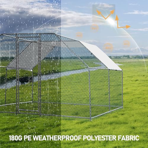 6.5 x 10 FT Metal Chicken Coop with Waterproof Cover N344
