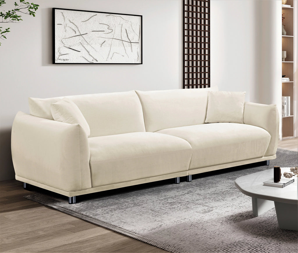 Cream White Velvet Sofa J7166