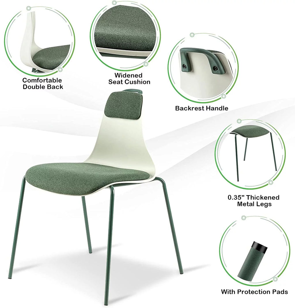 Green Upholstered Dining Chair Set of 2 with Iron Legs I682832