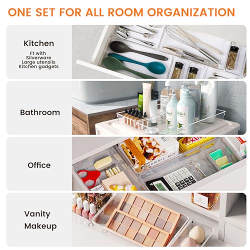 26 Pack Clear Plastic Drawer Organizer Bins K143927