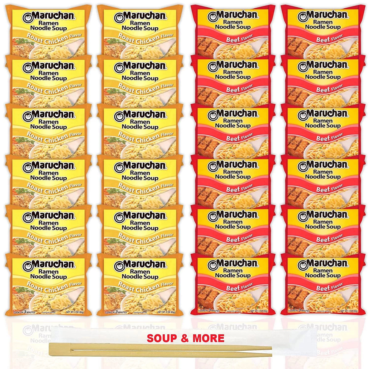 Instant Noodle Soup Variety, 2 Flavors, 24 Packs B968213