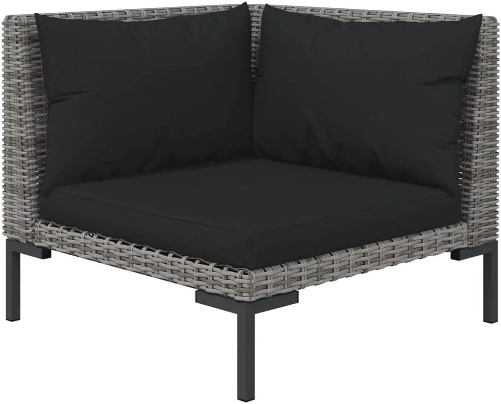 14 Piece Patio Lounge Set with Cushions Poly Rattan Dark Gray B932