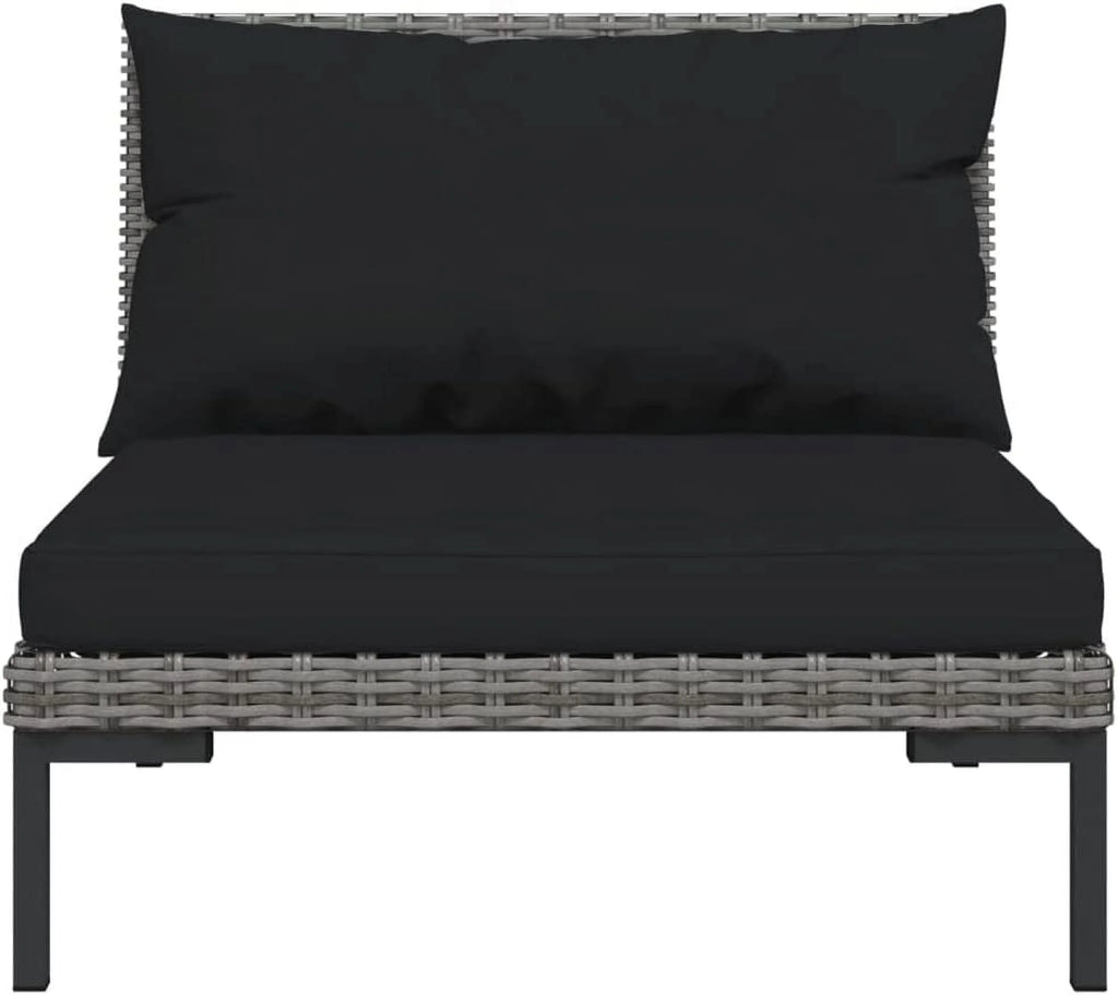 14 Piece Patio Lounge Set with Cushions Poly Rattan Dark Gray B932