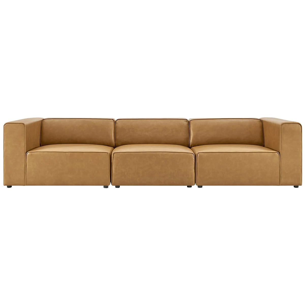Tan Faux Vegan Leather Sectional Sofa Set M4751