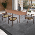 Large Walnut Wood Dining Table with Solid Wood Legs J3691