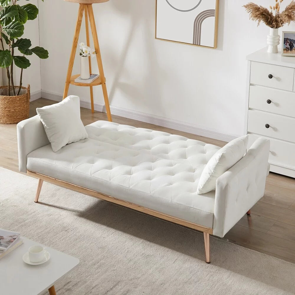 White Velvet Convertible Sofa Bed G180