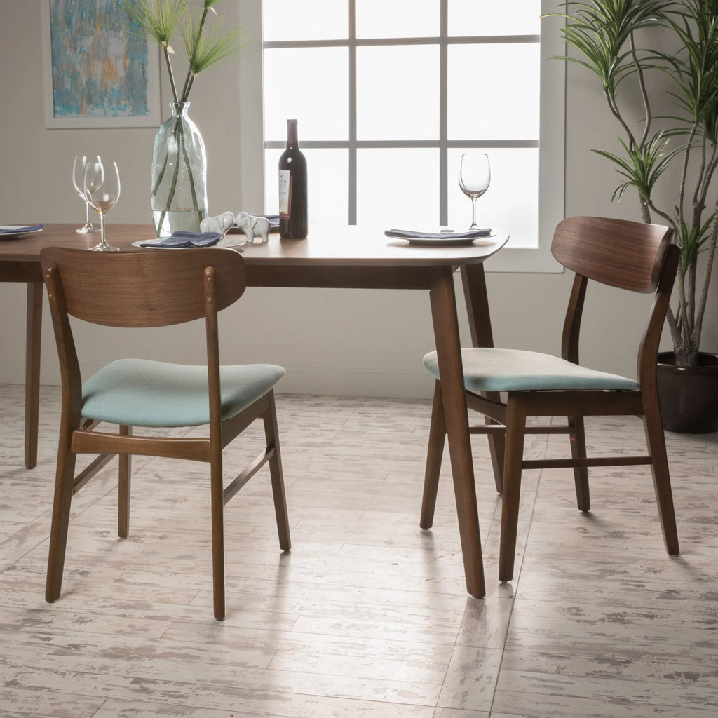 Mint Fabric Walnut Finish Dining Chair, Set of 2 A45123
