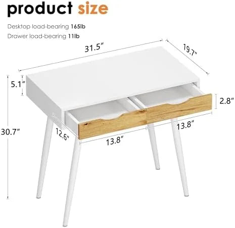 Mid Century 3-Drawer Writing Desk White R6983