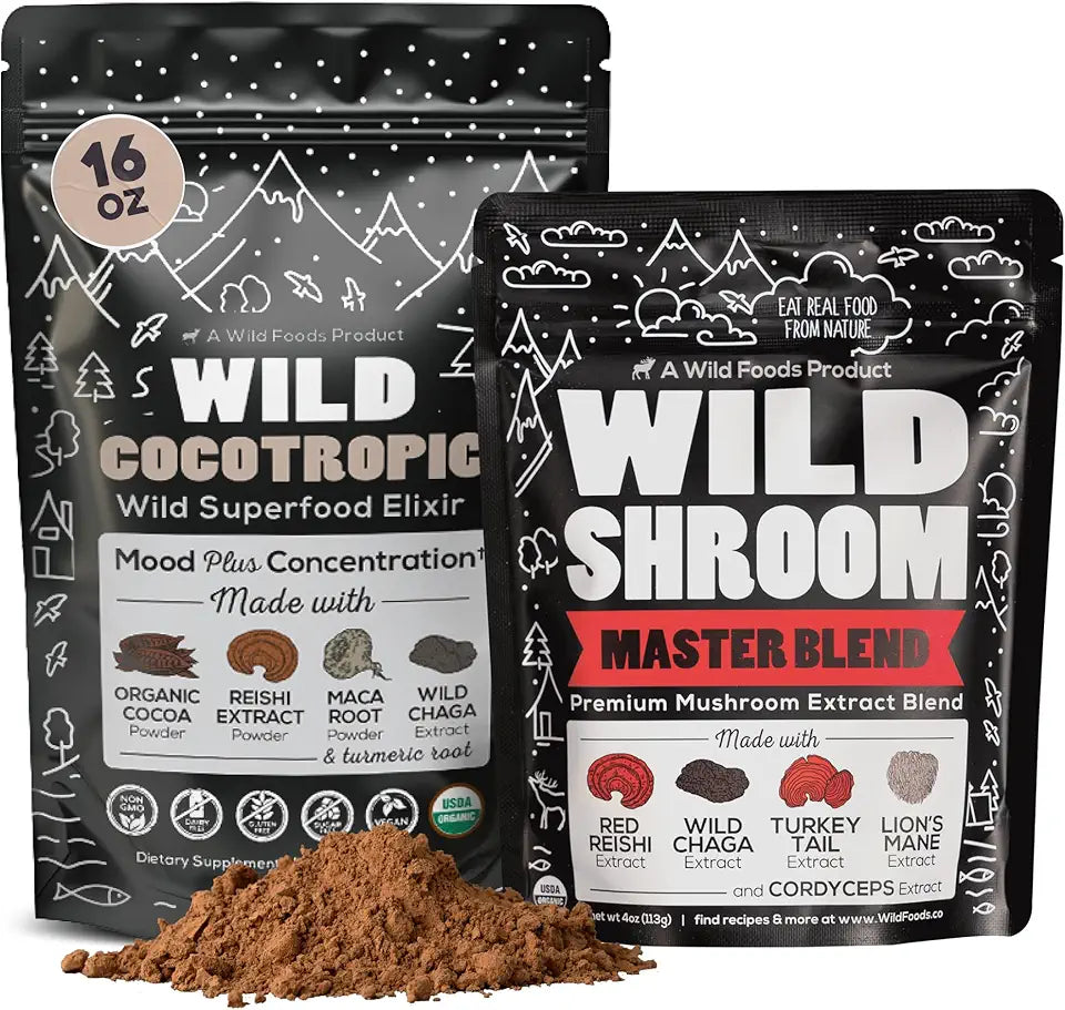 Organic Mushroom Cacao Mix 16oz & Mushroom Blend 4oz I695572