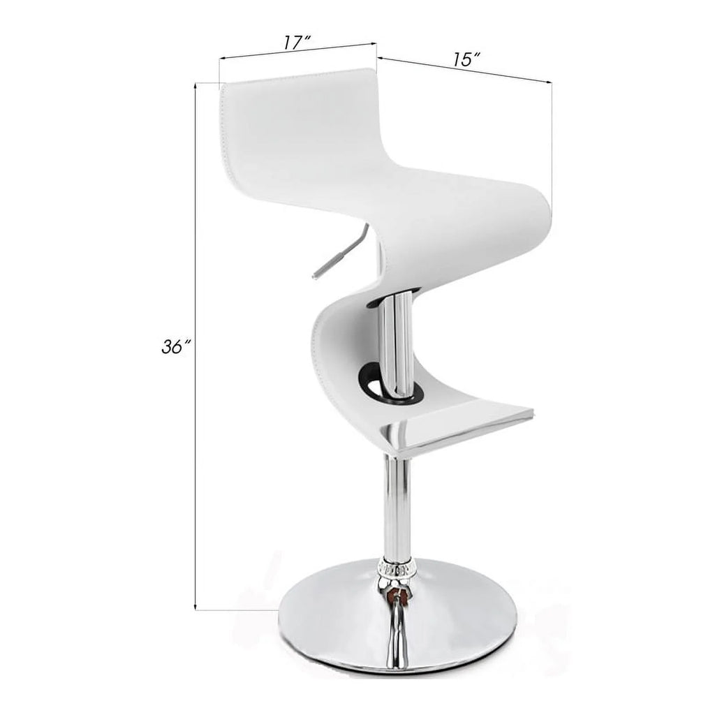White Faux Leather Adjustable Bar Stool S302686