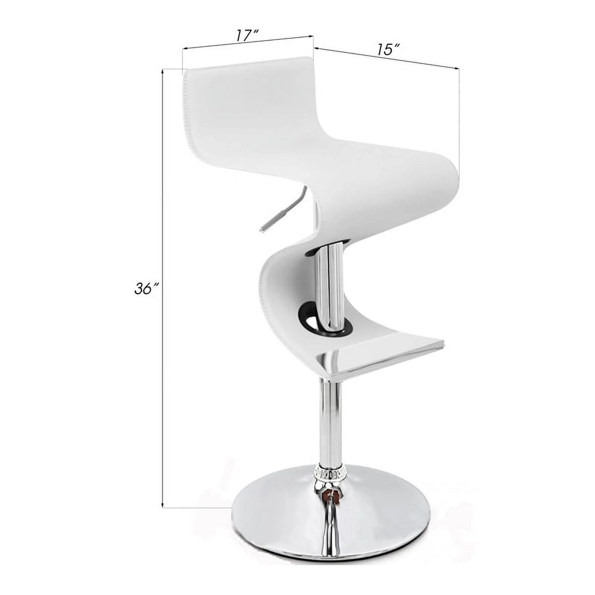 White Faux Leather Adjustable Bar Stool S302686